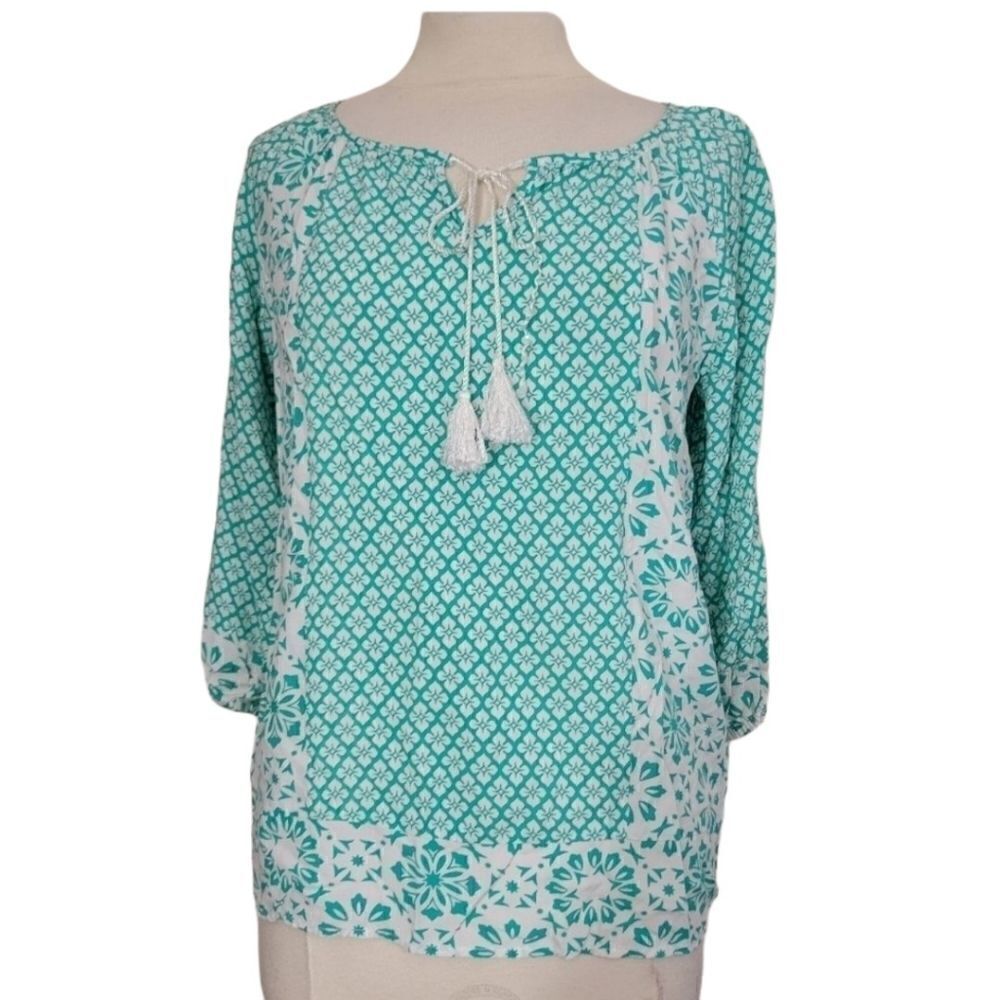 Island republic blouse blue White Sz Small